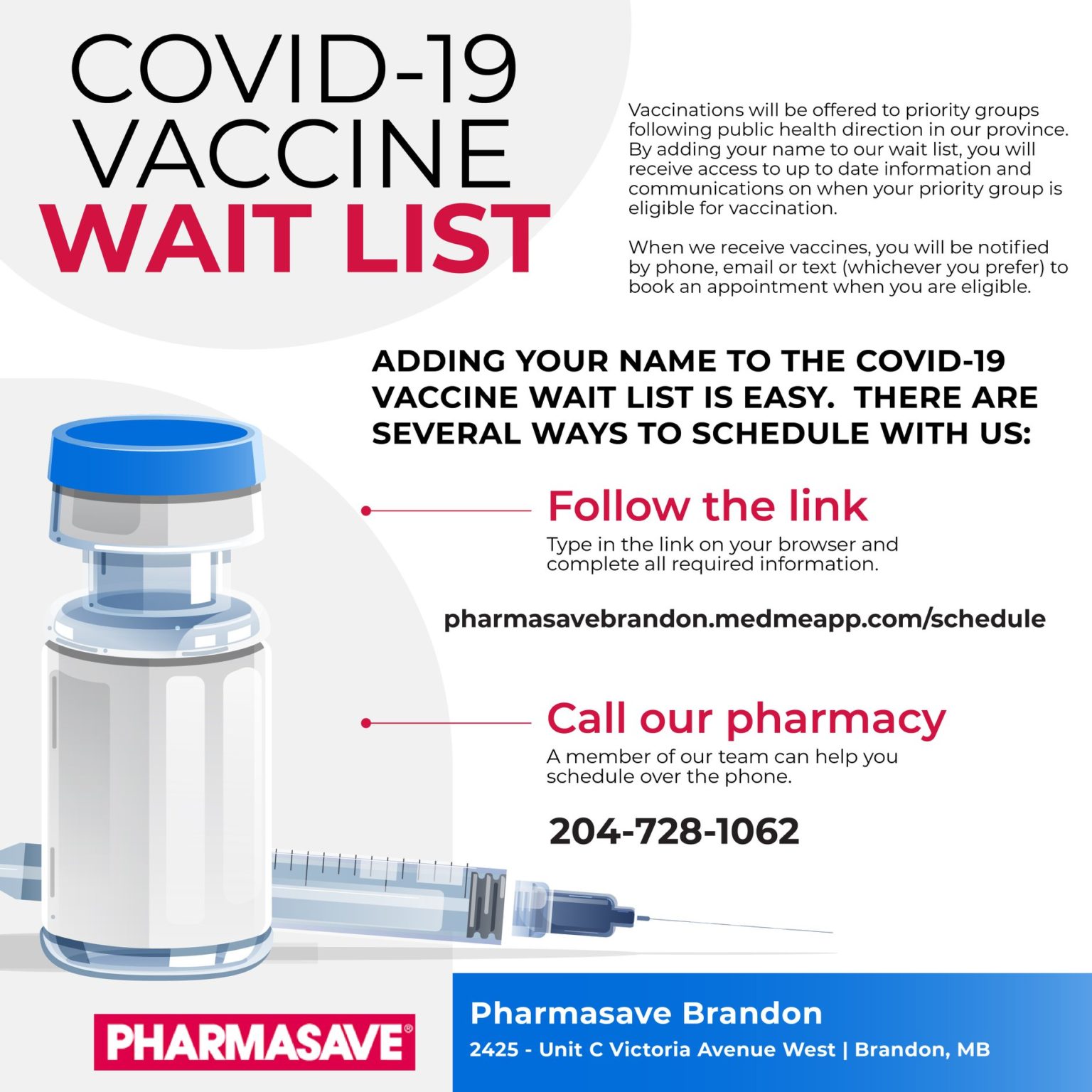 Covid-19 Vaccine Bookings - Pharmasave Brandon ...