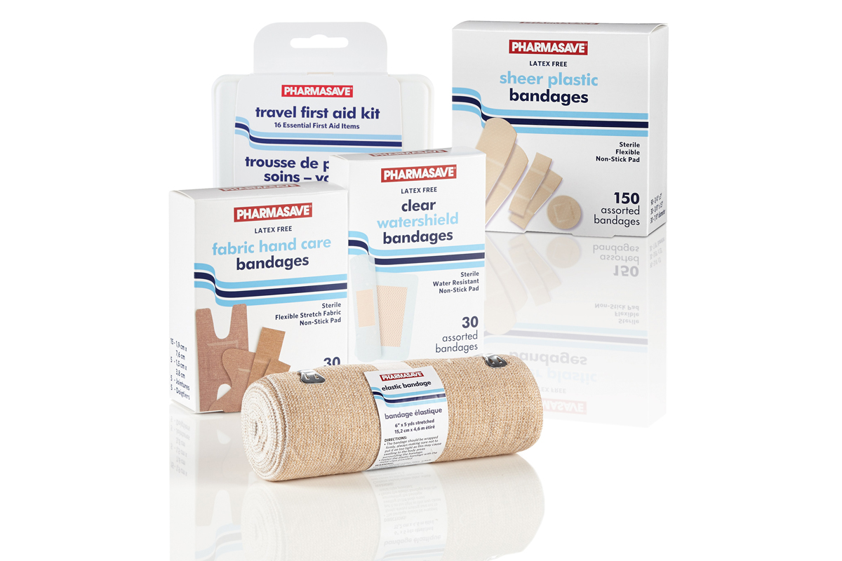 Pharmasave Brand first aid products.