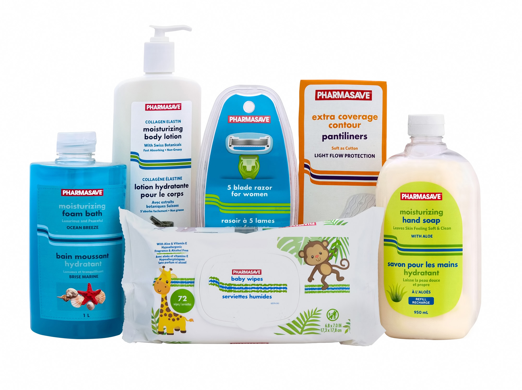 Pharmasave Brand personal care products.