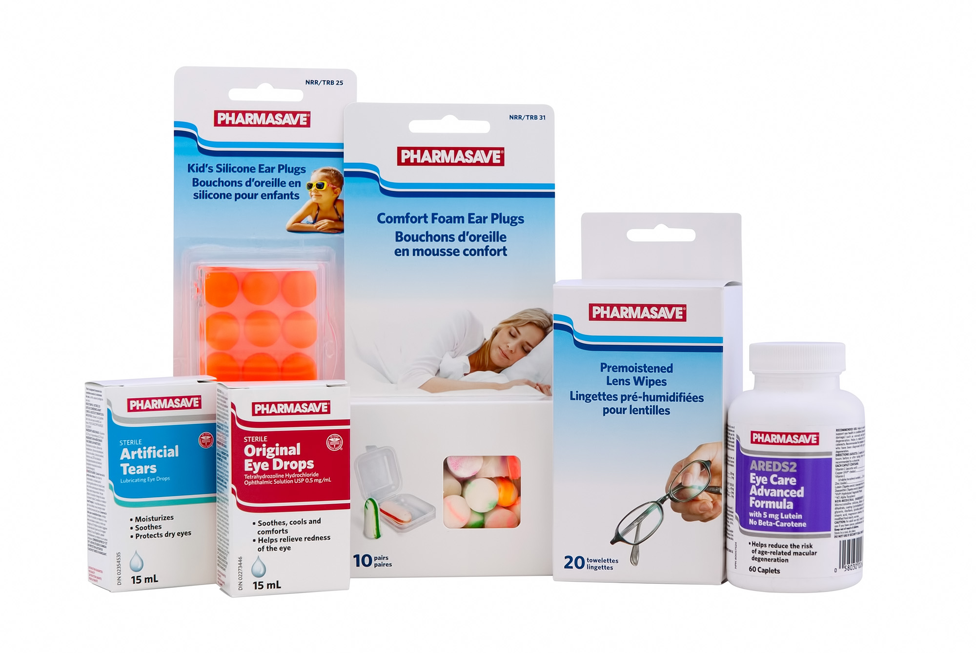 409000029804 Phs Eye And EarProducts_Group photo Pharmasave Brand eye and ear care products.