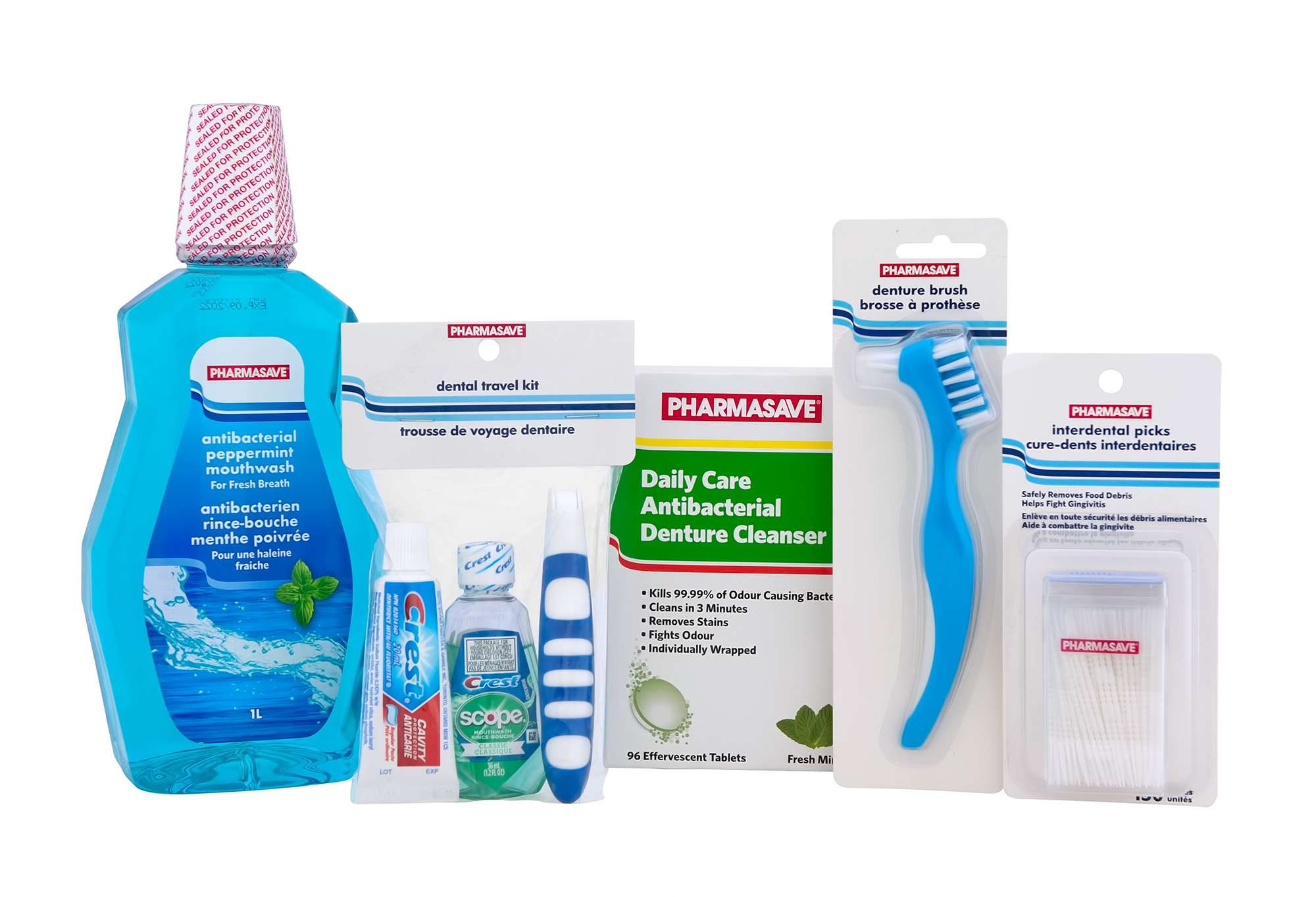 Pharmasave Brand oral health products.