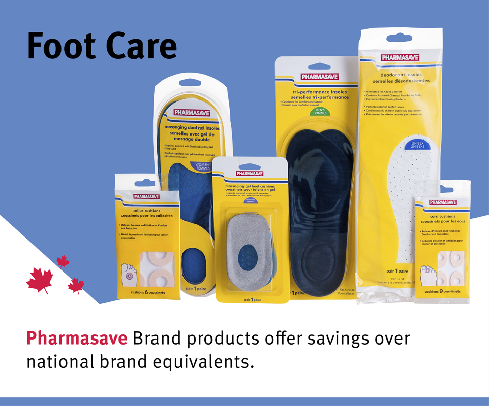 Pharmasave carries foot care products for all foot ailments.