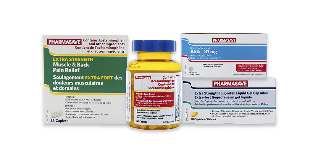 Pain relief products by Pharmasave Brand