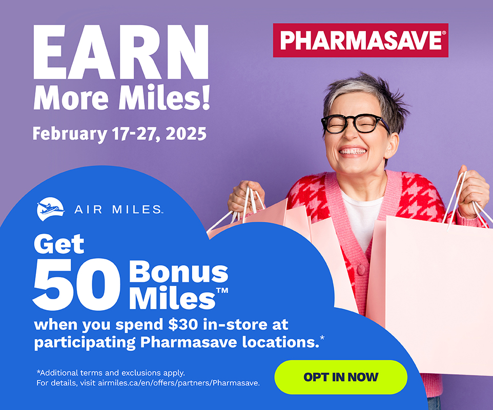 Get 50 bonus airmiles when you spend $30 in-store