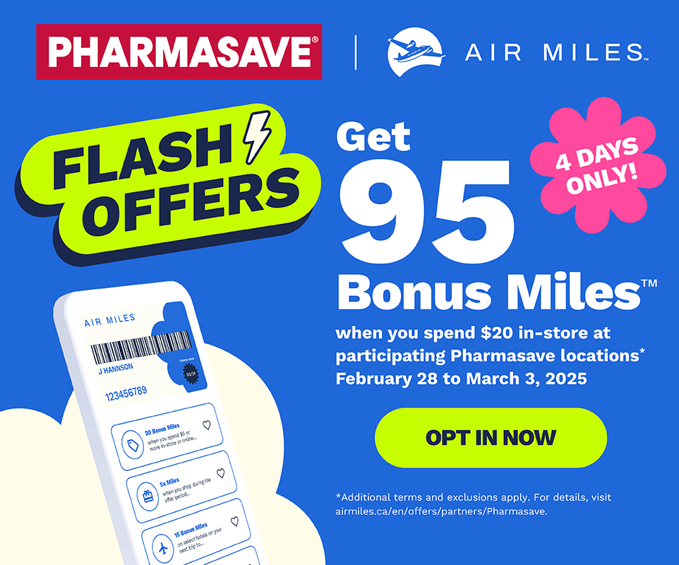 get 95 bonus miles when you spend $20 in store from Feb 28 to 3 march