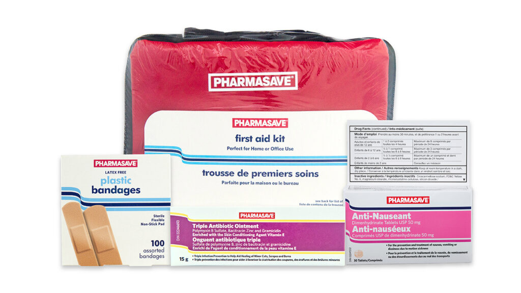 Selection of Pharmasave Brand First Aid products.