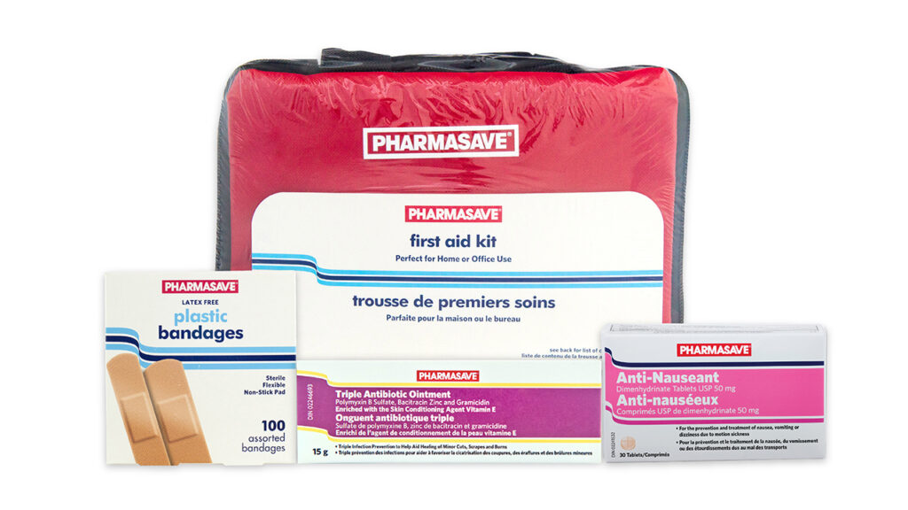 Selection of Pharmasave Brand First Aid products.
