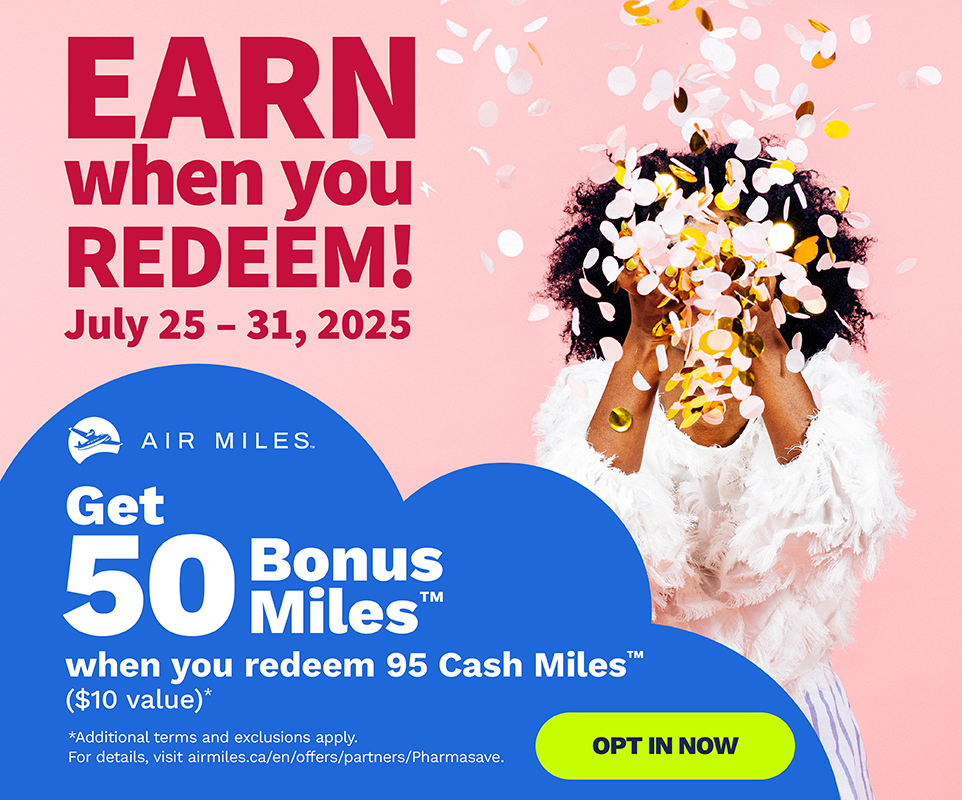 For only a limited time get 50 bonus Air Mile points when you redeem 95 cash miles. An amazing offer valued at $10.