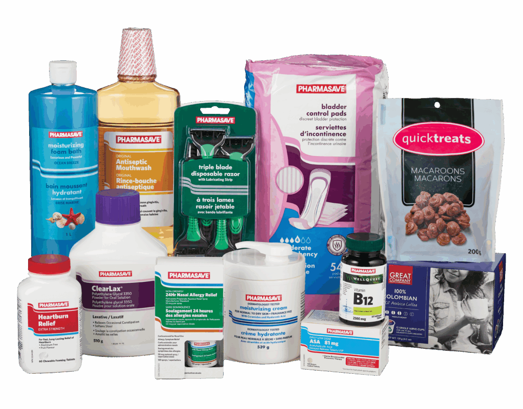 Pharmasave brand products offer snacks, candy, home essentials, and more at family friendly prices.